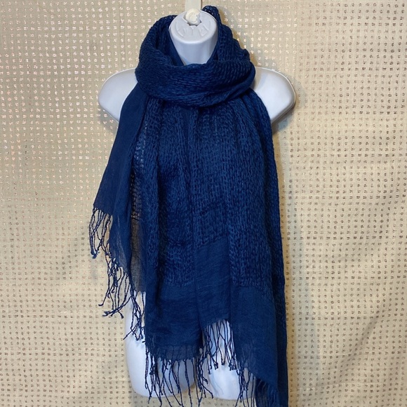 🆕 Maito Design Works Indigo Blue 100% Linen Scarf/Shawl - Picture 1 of 6